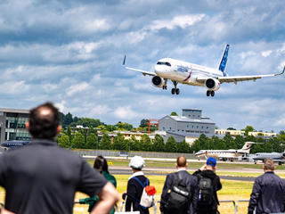 A321XLR flying display at the 2024 Farnborough International Airshow