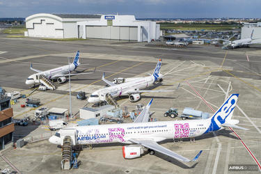 A321XLR flight test aircraft parked at M81
