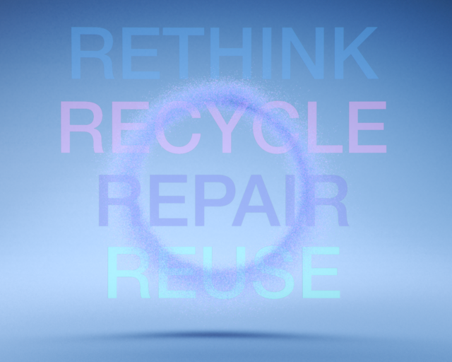 Rethink, recycle, repair, reuse Text: Rethink, recycle, repair, reuse