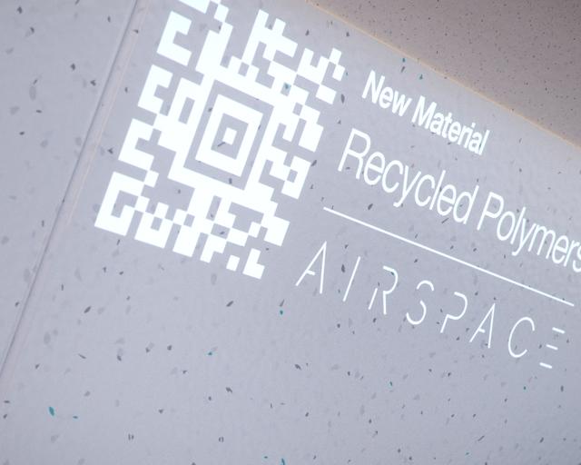 Airspace - Recycled Polymers panel Airspace panel - recycled polymers panel with a QR code
