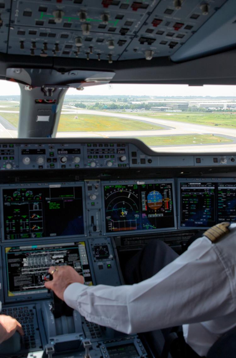 pilots in cockpit