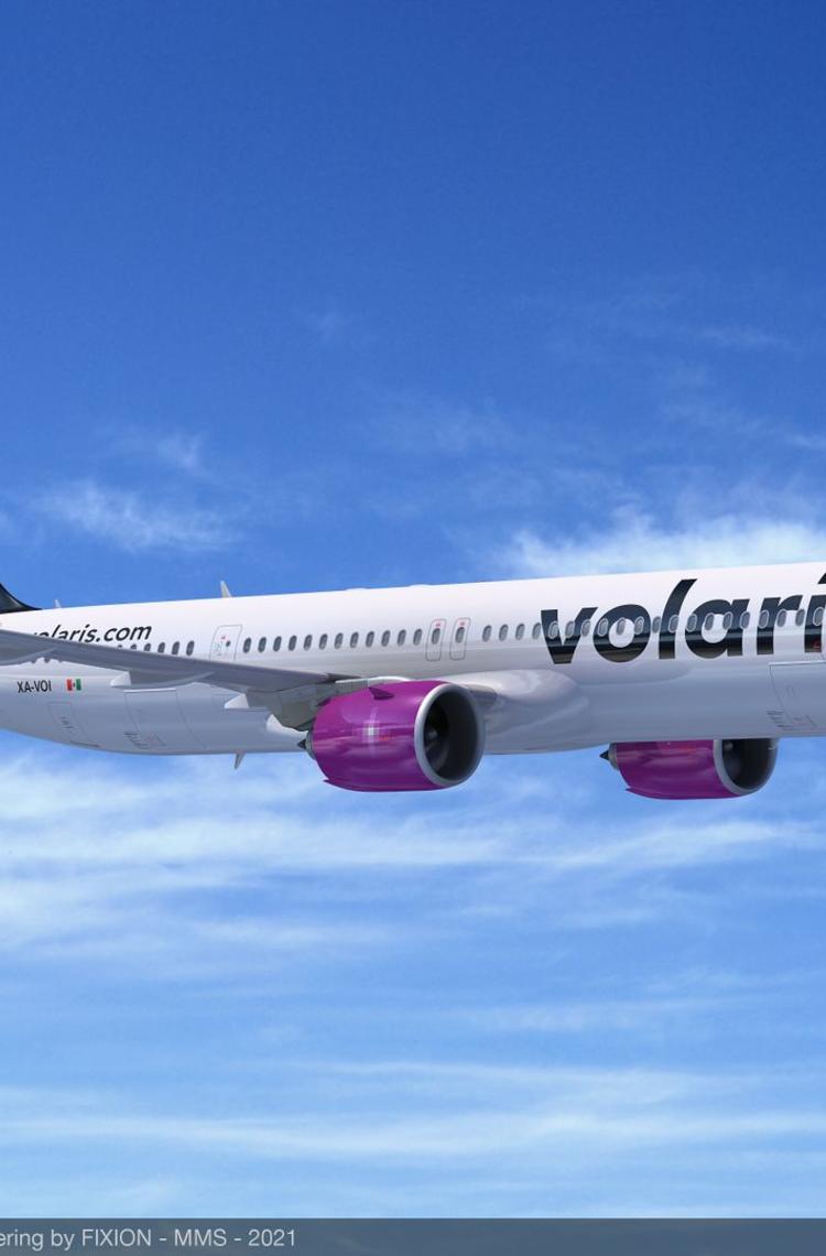 rendering of a Volaris A321neo in flight