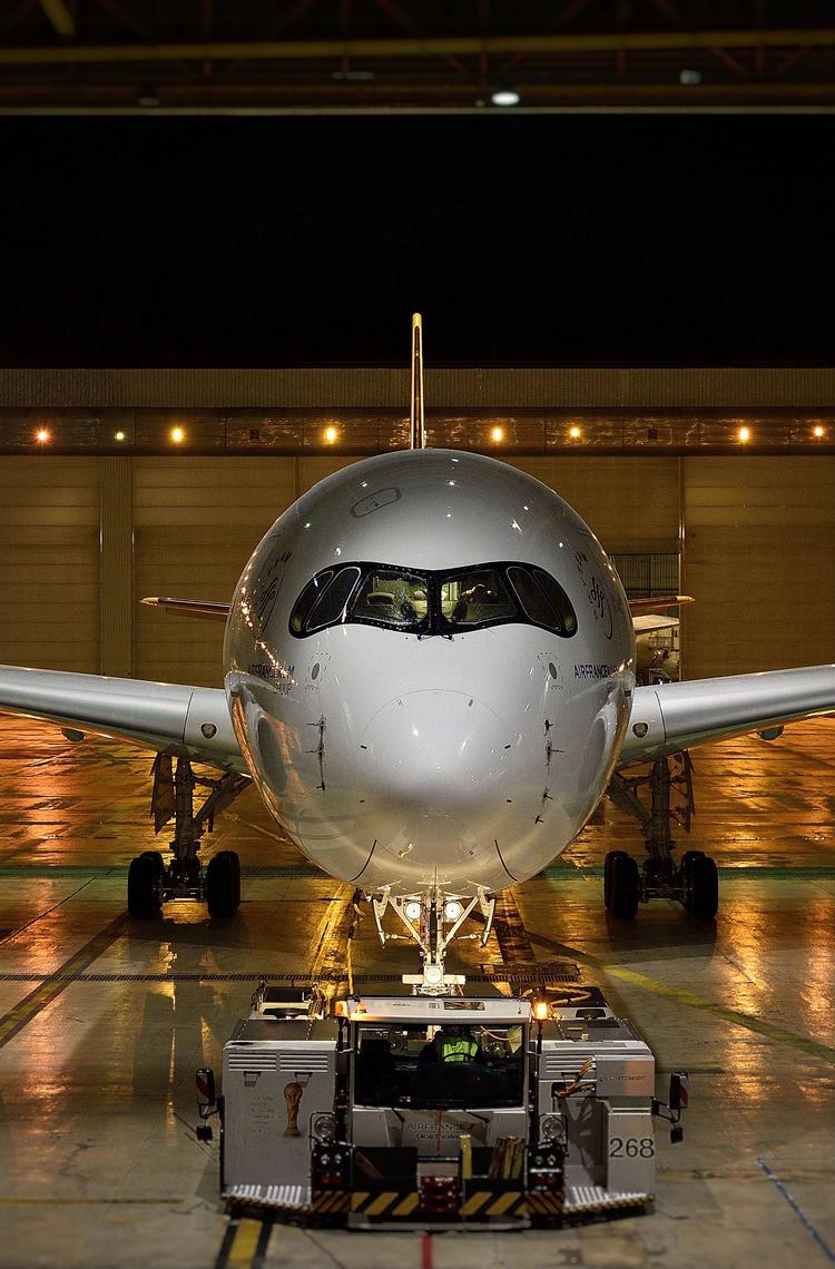 Airbus A350 in a hangar at CDG airport Airbus A350 in a hangar at CDG airport