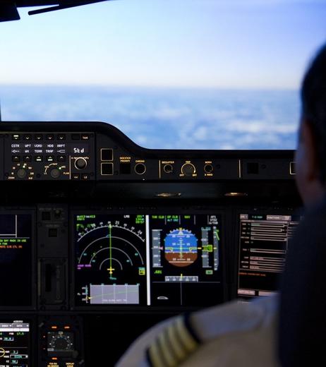 A pilot in a cockpit