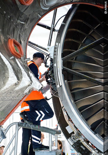 A mechanic working on an aircraft