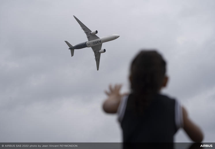 A350-900 demo flight at the 2022 Farnborough International Airshow