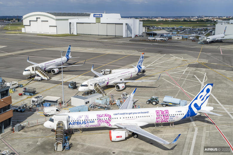 A321XLR flight test aircraft parked at M81