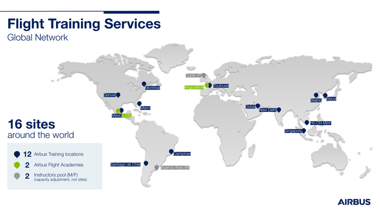 World map Airbus Training centres
